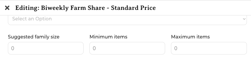Minimum items setting in Share Product settings