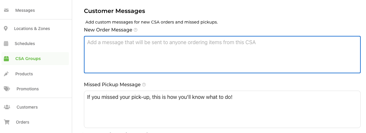 Pickup reminder email showing the Missed Pickup Message