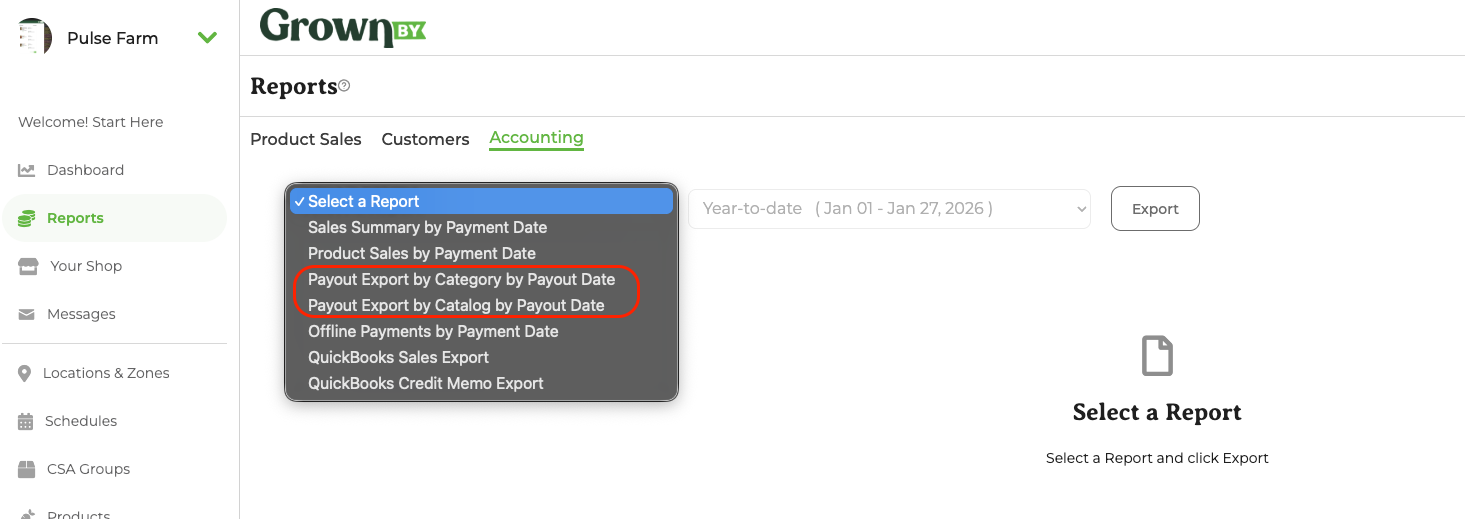 Payouts Report under Reports then Accounting