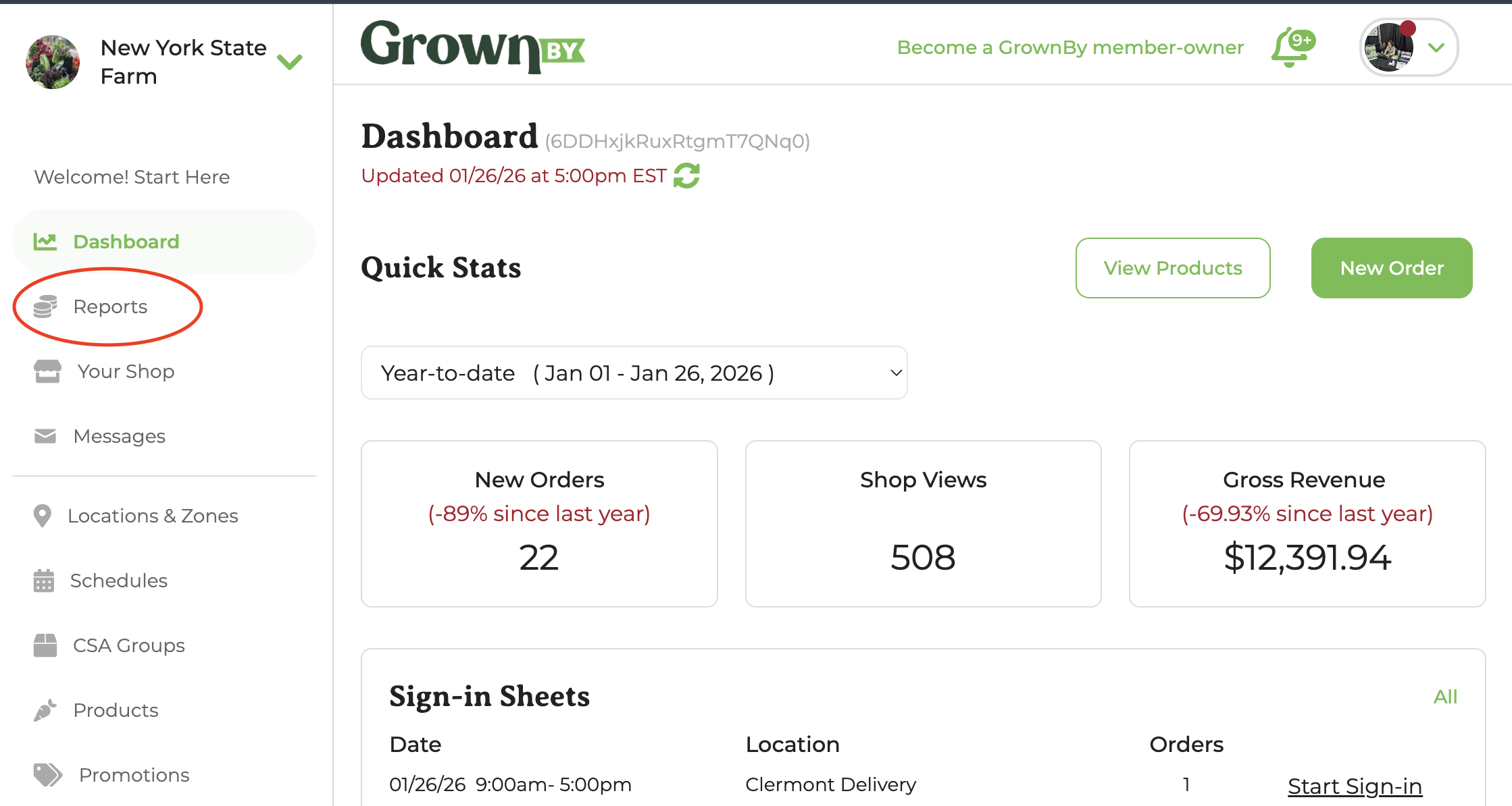 Sales report HTML view