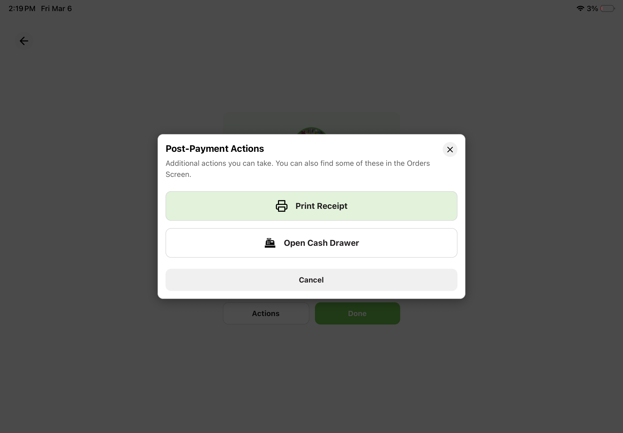 Invoice detail showing the Print Receipt button