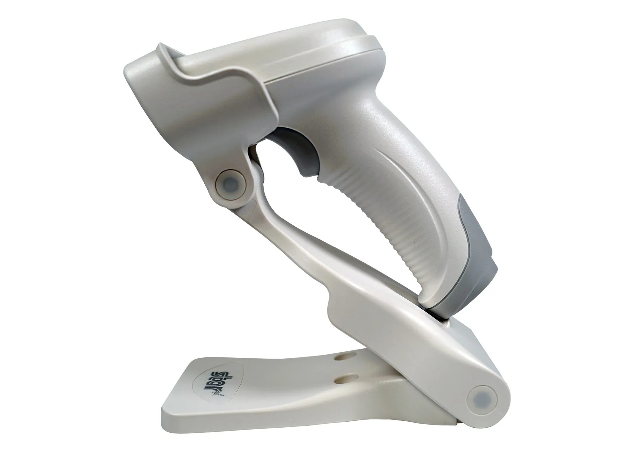 Star Micronics BSH-20B Bluetooth barcode scanner in white side cradle