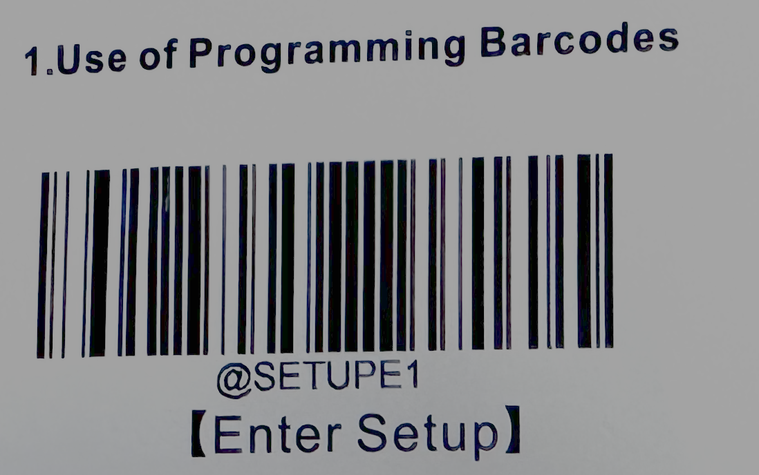 Scanner manual "Enter setup" barcode